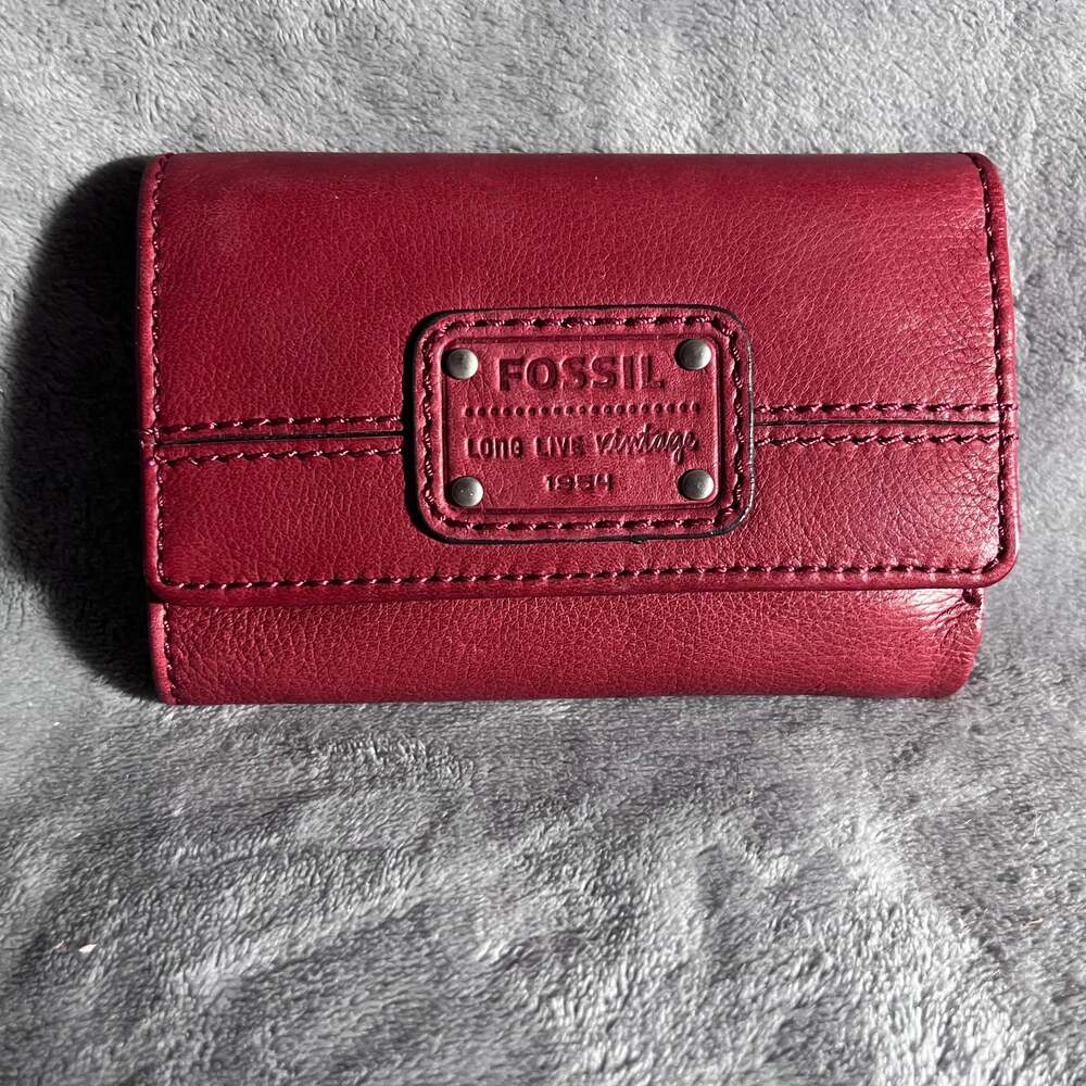 Fossil Mercer Pop Stitch Wallet Raspberry Leather